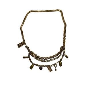 Vintage Elisabeth Arden Womens Red Door Charm Chain Belt Gold Tone 80's